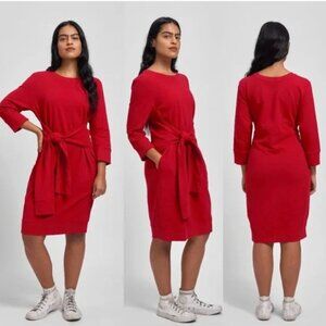 Universal Standard Misa Tie Sweatshirt Long Sleeve Dress Red Plus Size 18 / 20